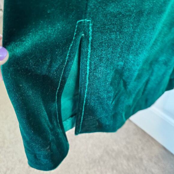 Vintage JCPenny Velvet Dress Size Small 80s Green w/Jacket Lace Glam Rock Party - Picture 6 of 11